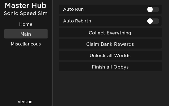 sonic speed simulator autofarm gui