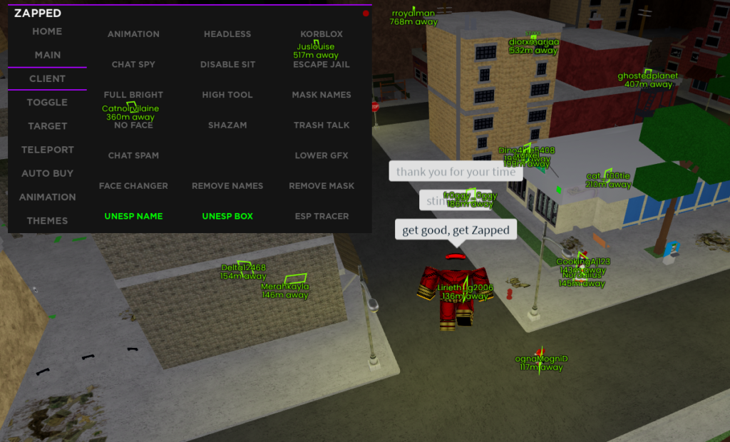 roblox da hood script zapped gui with esp