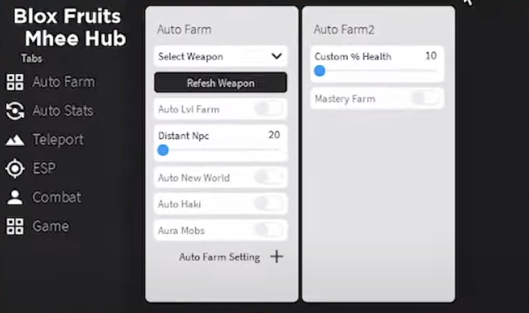 roblox mhee hub blox fruits autofarm hack