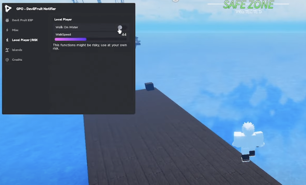 water walk hack for gpo