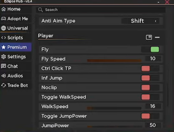 fly hack adopt me gui