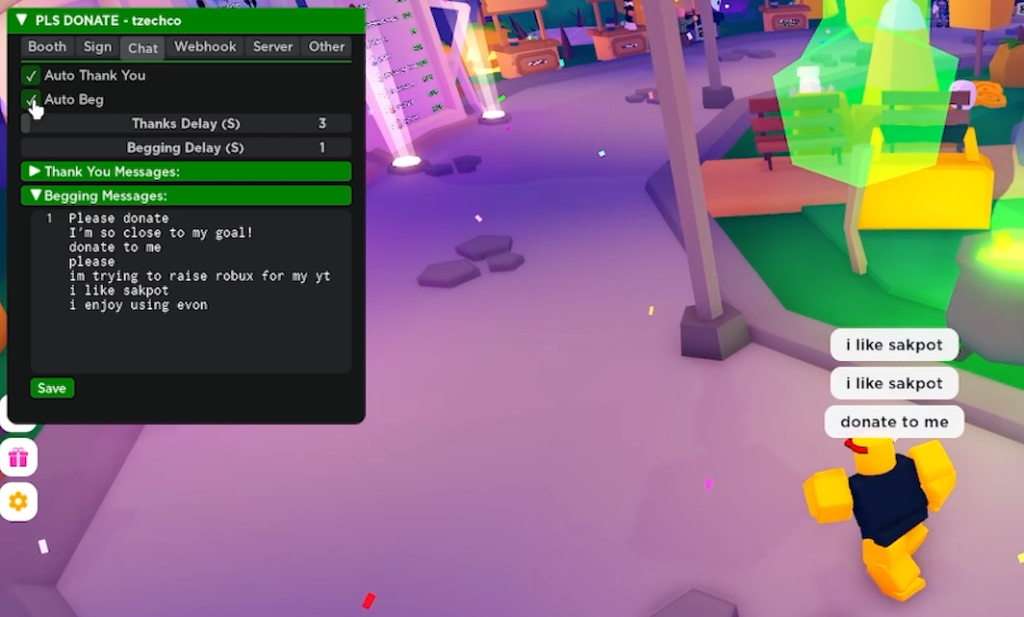 pls donate auto beg script gui