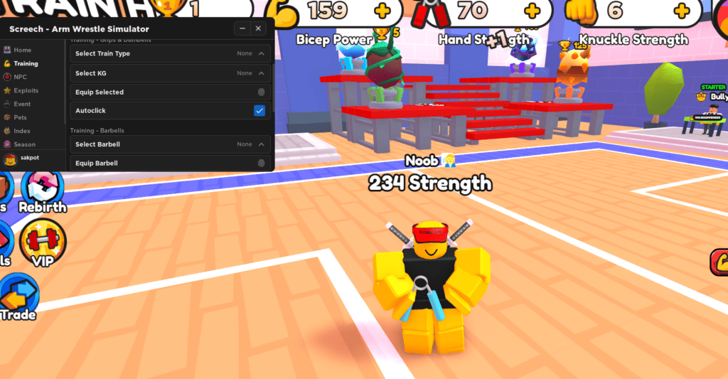 screech arm wrestle sim gui script