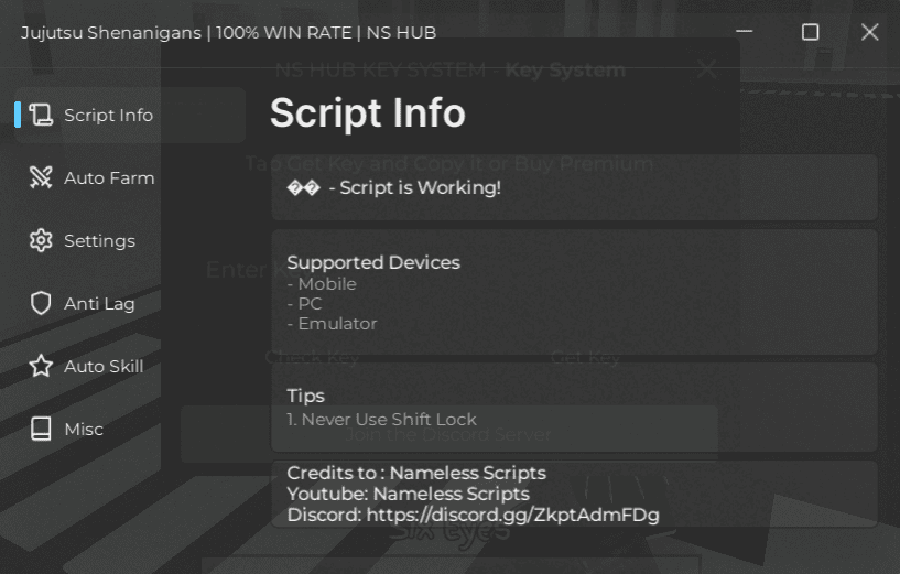 Jujutsu Shenanigans Script NS Hub Script Info