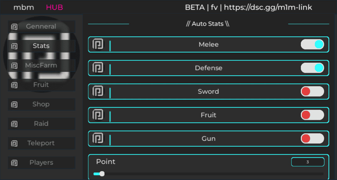 Bloxfruits Script MBM HubAuto Stats