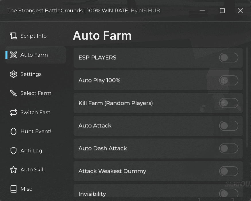 Roblox The Strongest Battlegrounds Script NS Hub Auto Farm