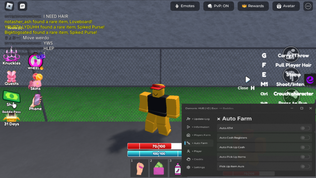 Roblox Baddies Script Demonic Hub GUI