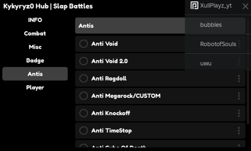 Roblox Slap Battles Script Kykyryzo Hub GUI