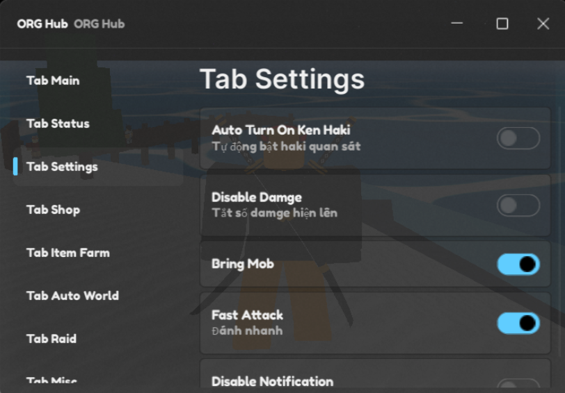 Roblox Bloxfruits Script ORG Hub GUI