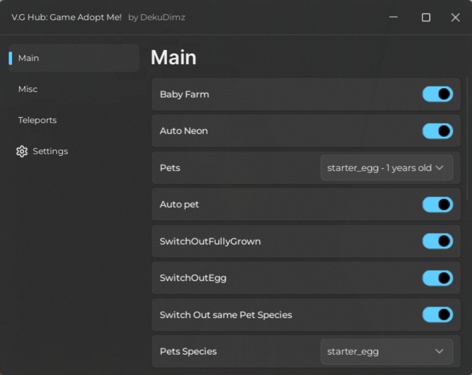 Roblox Adopt Me Script VG Hub GUI