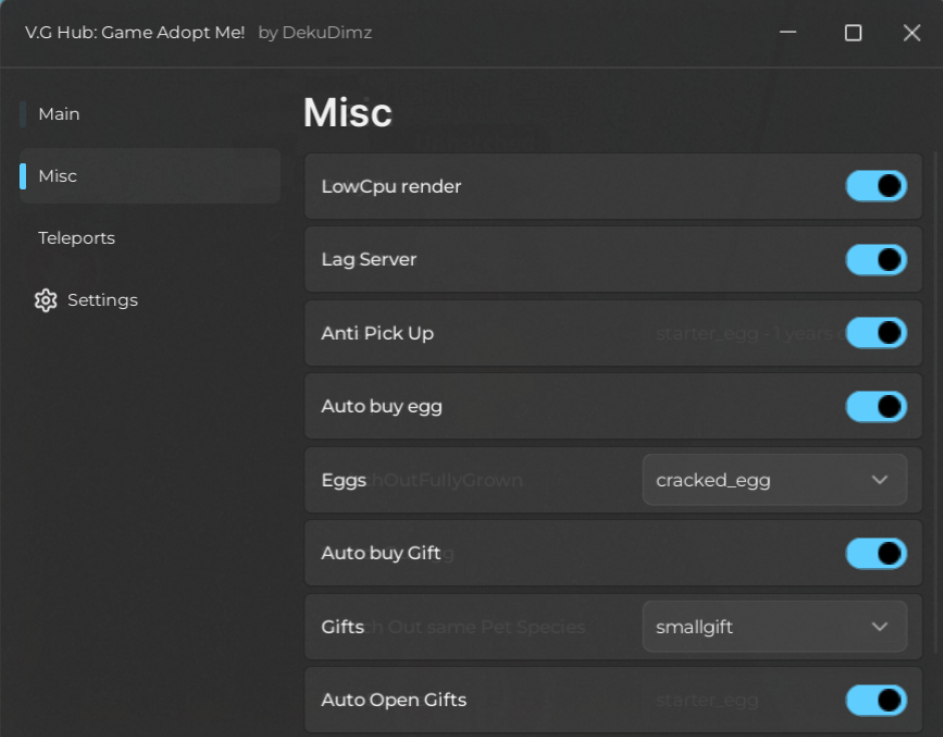Roblox Adopt Me Script VG Hub GUI