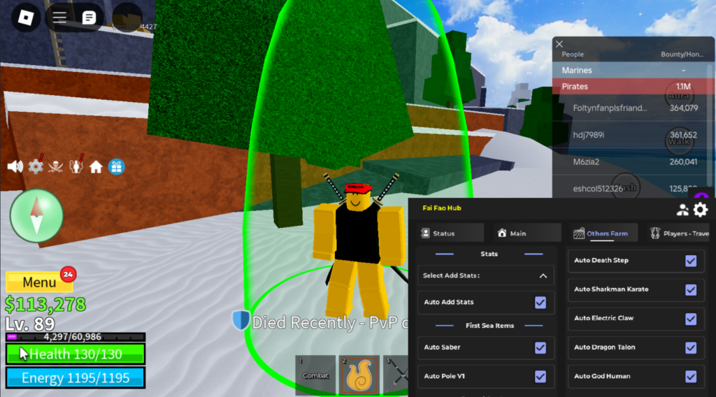 Roblox BloxFruits Script Fai Fao Hub V2 GUI