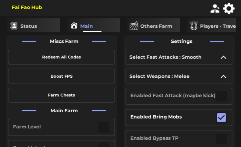 Roblox BloxFruits Script Fai Fao Hub V2 GUI