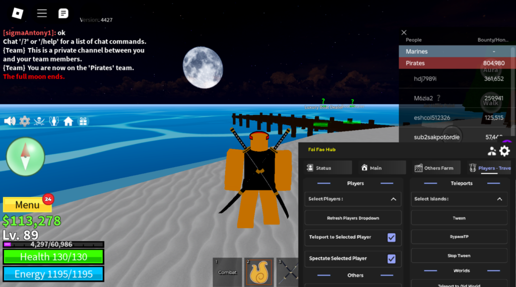 Roblox BloxFruits Script Fai Fao Hub V2 GUI