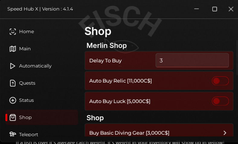 Roblox Fisch Script Speed Hub X GUI