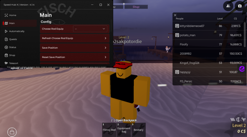 Roblox Fisch Script Speed Hub X GUI