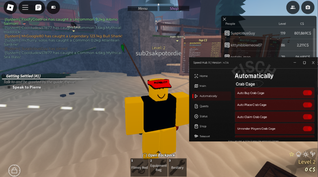 Roblox Fisch Script Speed Hub X GUI