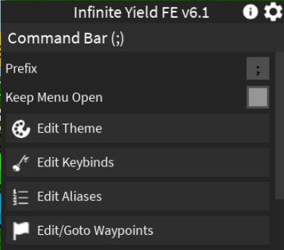 Roblox Universal (No Particular Game) just a baseplate Script Infinite Yeild GUI