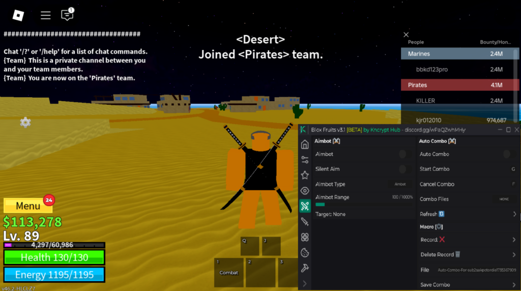 Roblox BloxFruits Script Kncrypt Hub GUI
