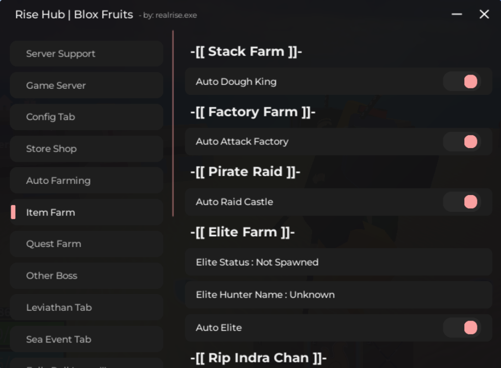 Roblox BloxFruits Script Rise Hub GUI