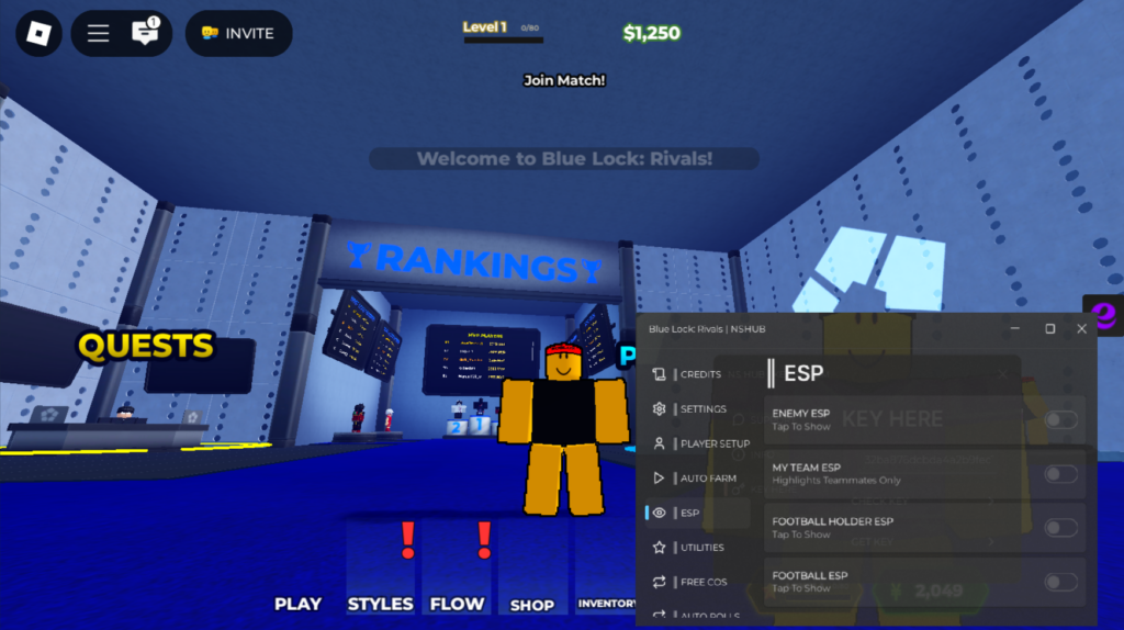 Roblox Blue Lock: Rivals Script NS Hub GUI