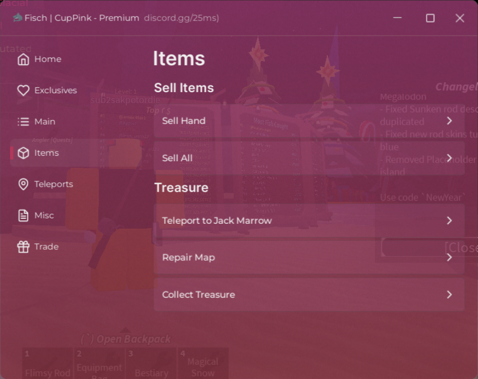 Roblox Fisch Script Cup Pink GUI