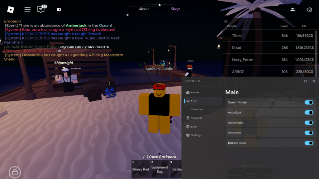 Roblox Fisch Script Fischer Hub GUI