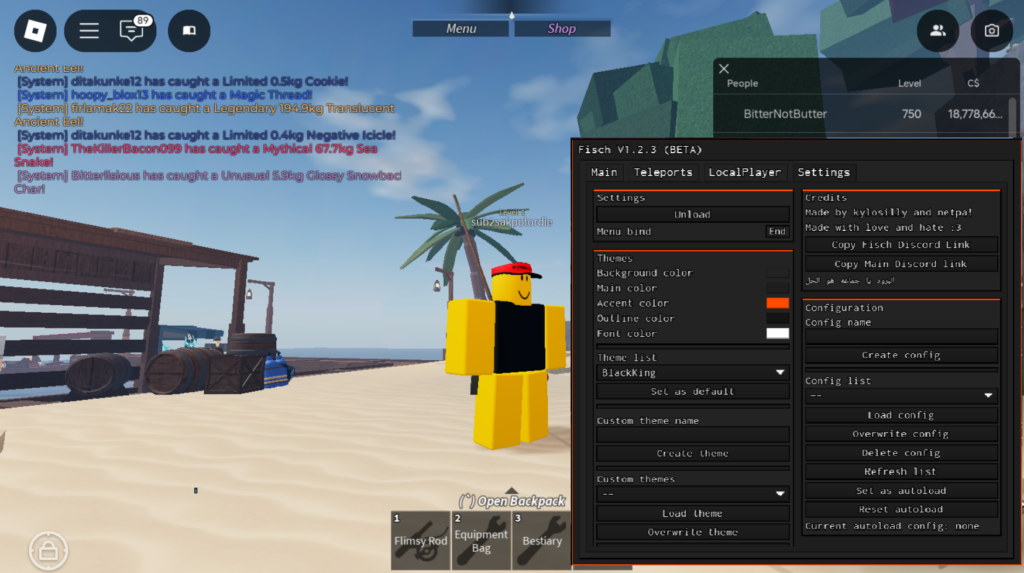 Roblox Fisch Script Rinns Hub GUI