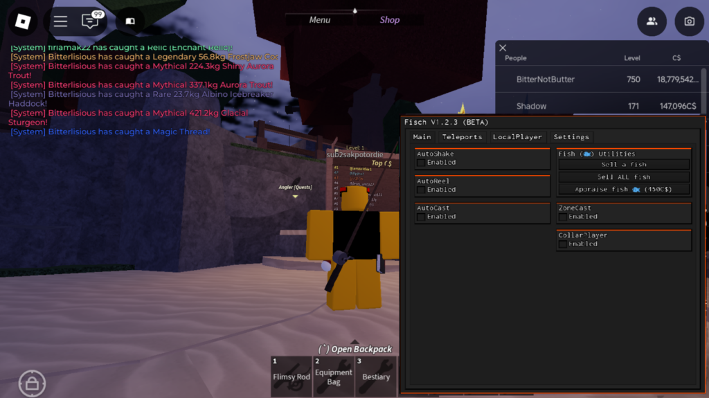 Roblox Fisch Script Rinns Hub GUI