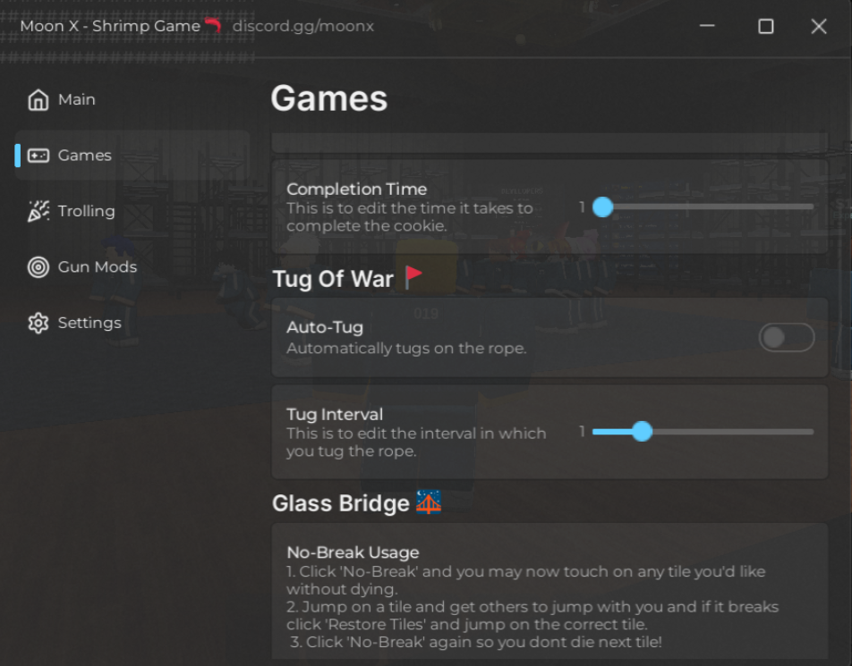 Roblox Shrimp Games Script Moon X Hub GUI