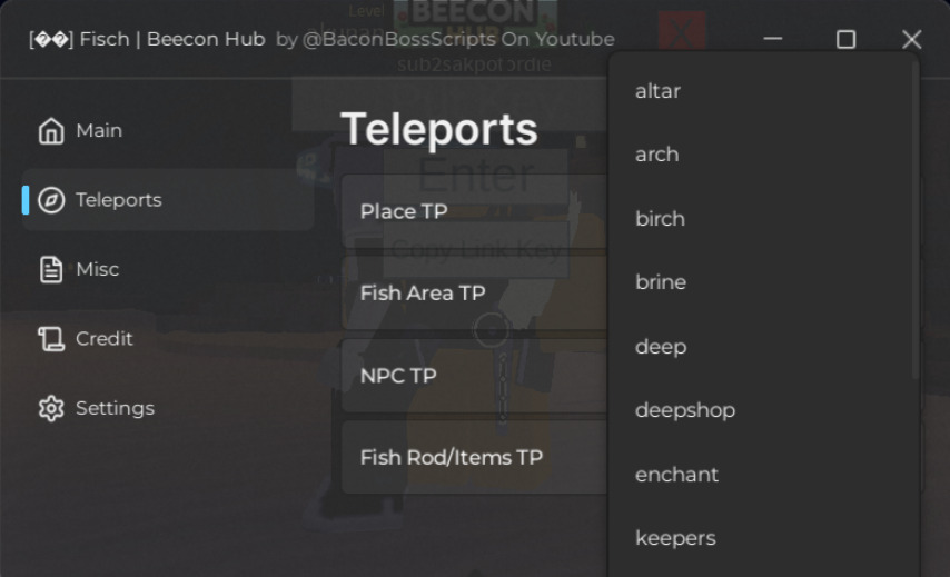 Roblox Fisch Script Beecon Hub GUI