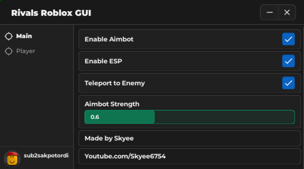 Roblox Rivals Script Skyee Hub GUI