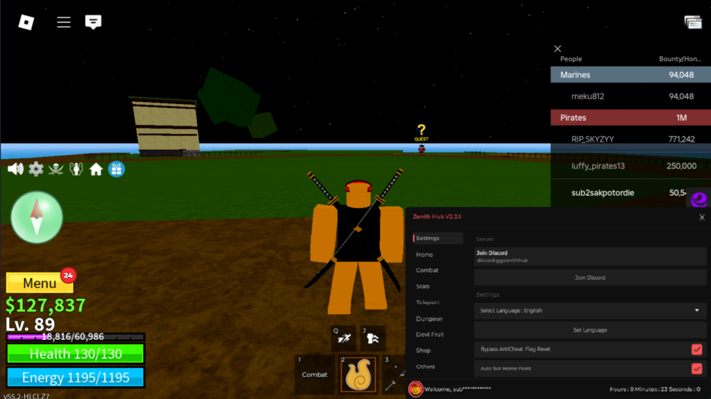 Roblox Blox Fruits Script Raito Hub GUI