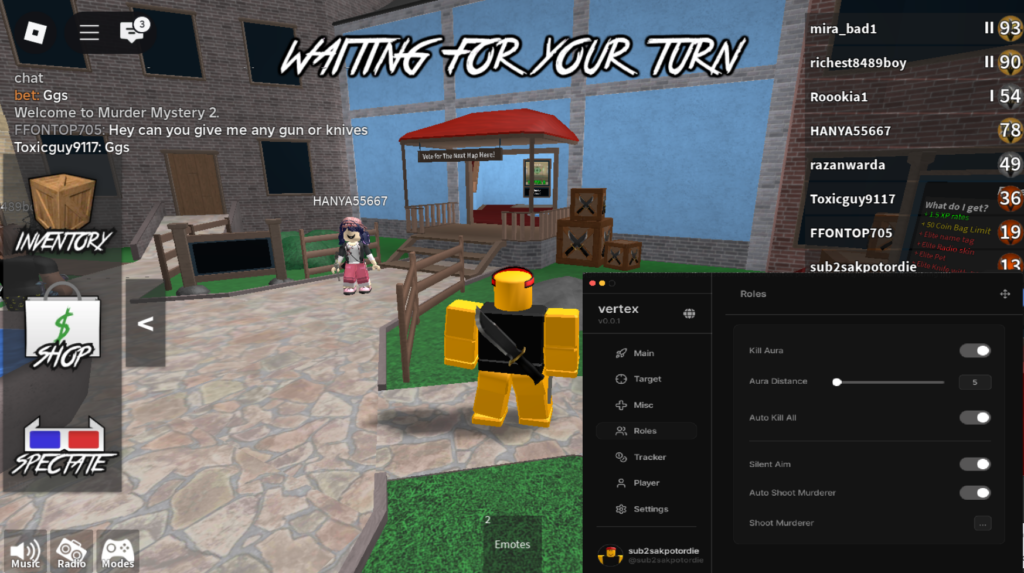 Roblox Murder Mystery 2 Script Vertex Hub GUI