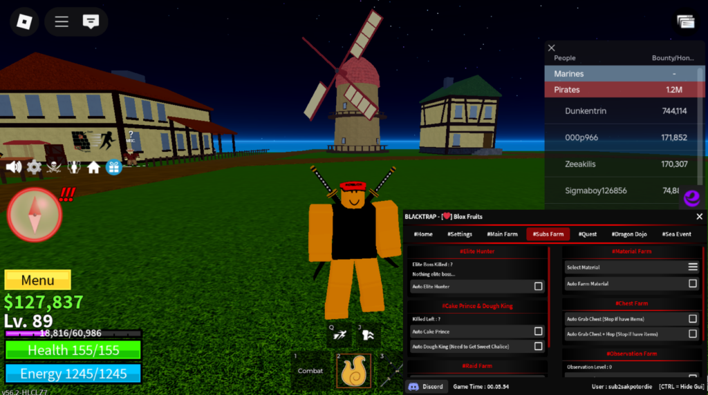 Roblox Blox Fruits Script Ronix Hub GUI