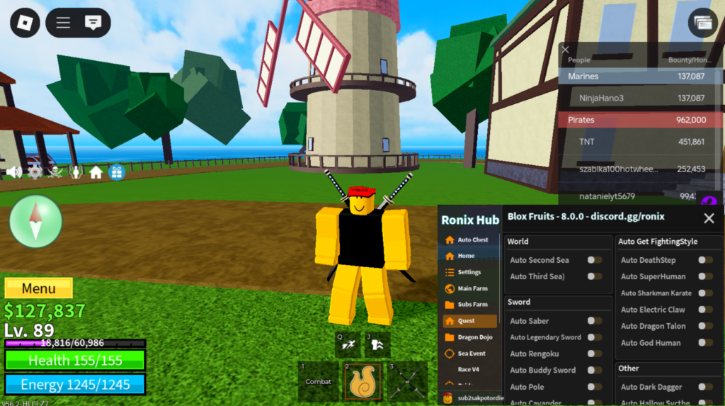 Roblox Blox Fruits Script Ronix Hub GUI