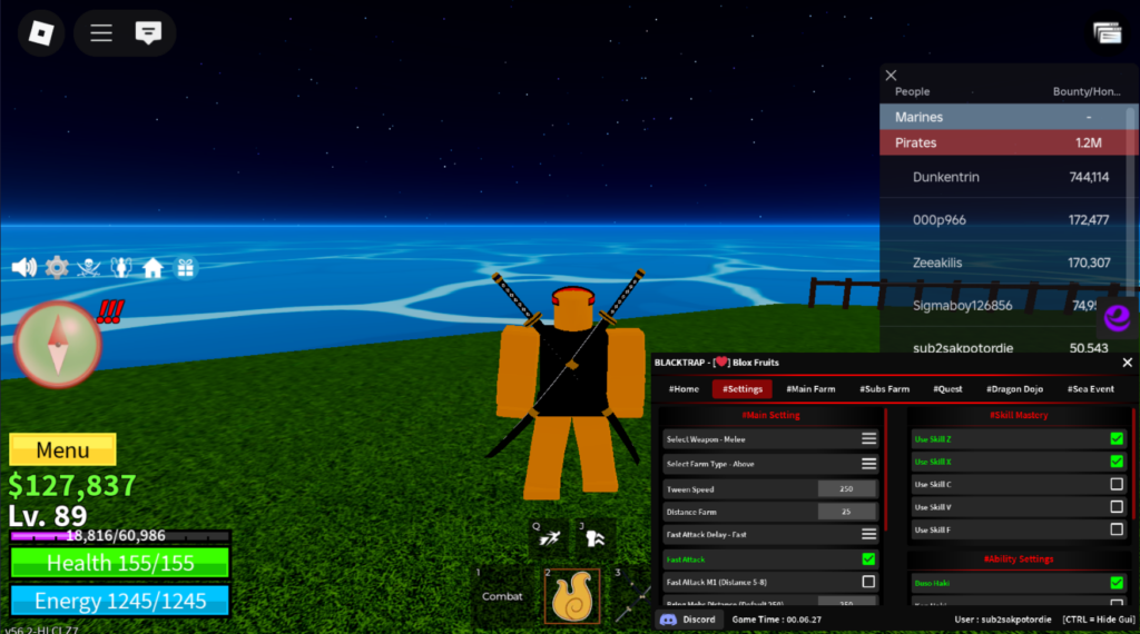 Roblox Blox Fruits Script Ronix Hub GUI