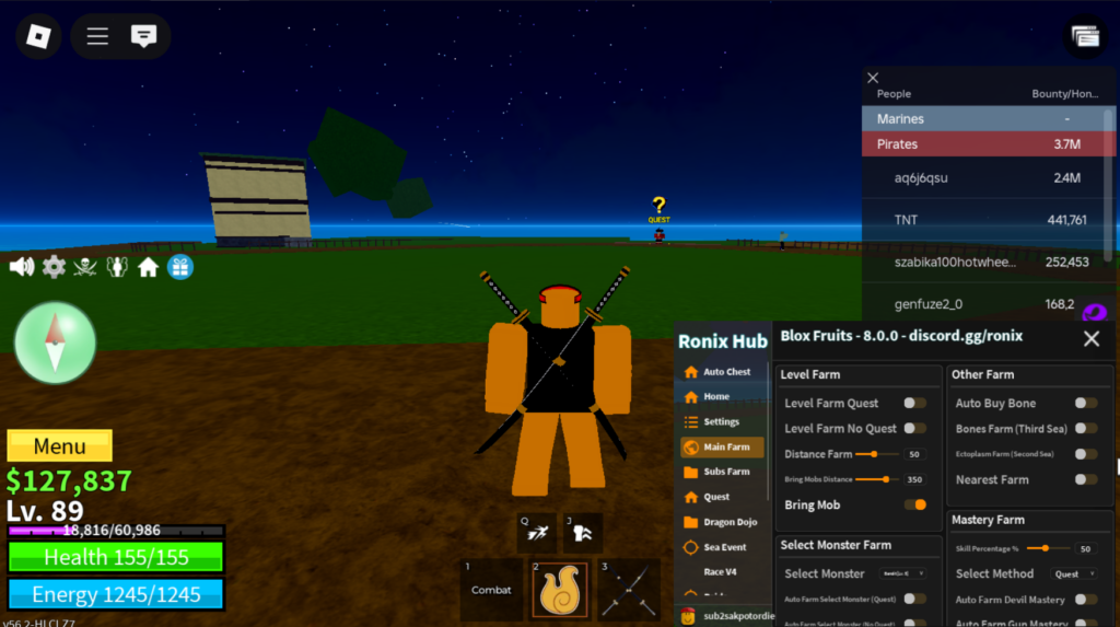 Roblox Blox Fruits Script Ronix Hub GUI