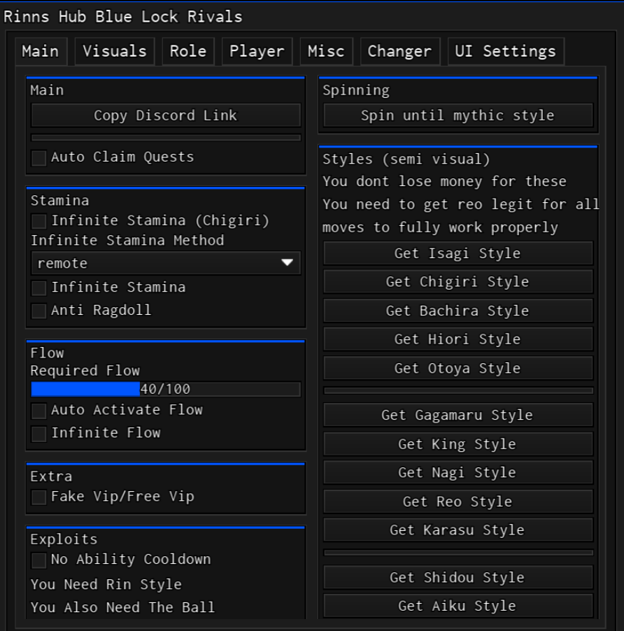 Roblox Blue Lock: Rivals Script Rinns Hub GUI