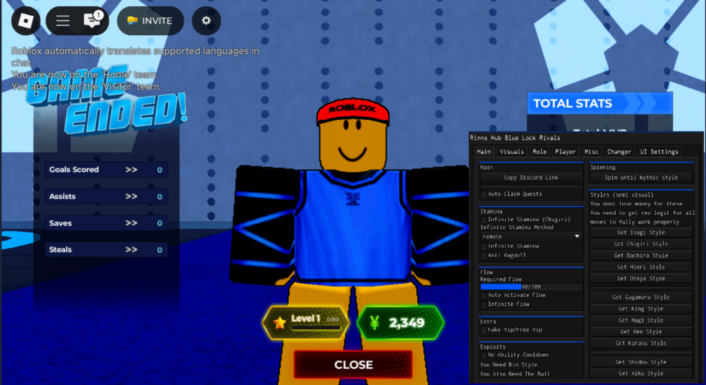 Roblox Blue Lock: Rivals Script Rinns Hub GUI