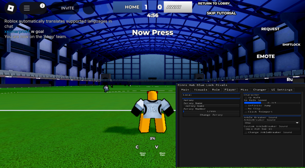 Roblox Blue Lock: Rivals Script Rinns Hub GUI