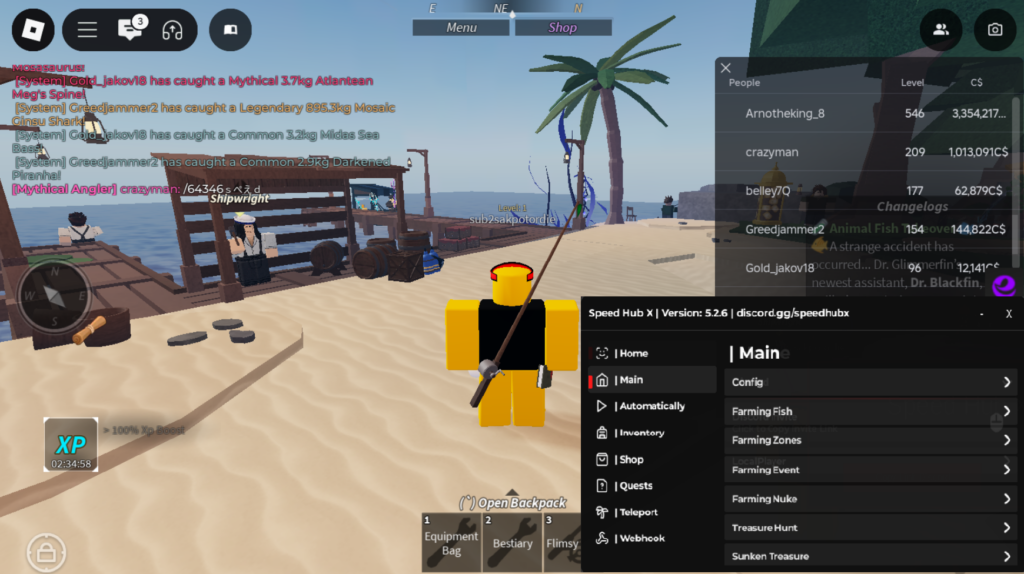Roblox Fisch Script Speed Hub X V2 GUI
