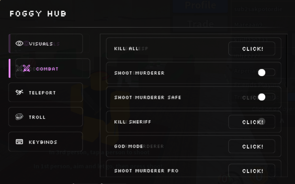 Roblox Murder Mystery 2 Script Foggy Hub GUI